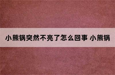 小熊锅突然不亮了怎么回事 小熊锅